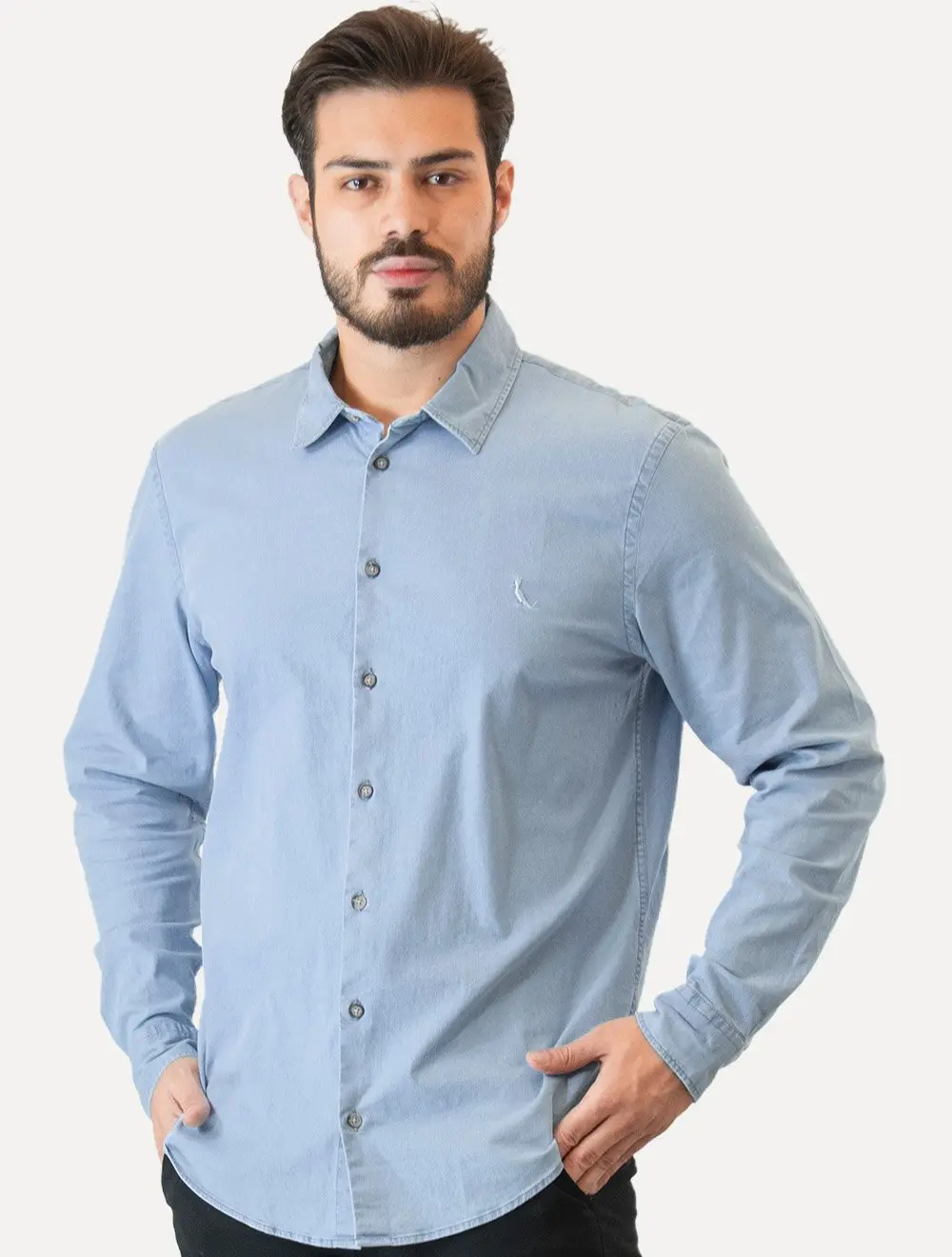 Camisa Reserva Masculina Casual Enxuto Azul Jeans