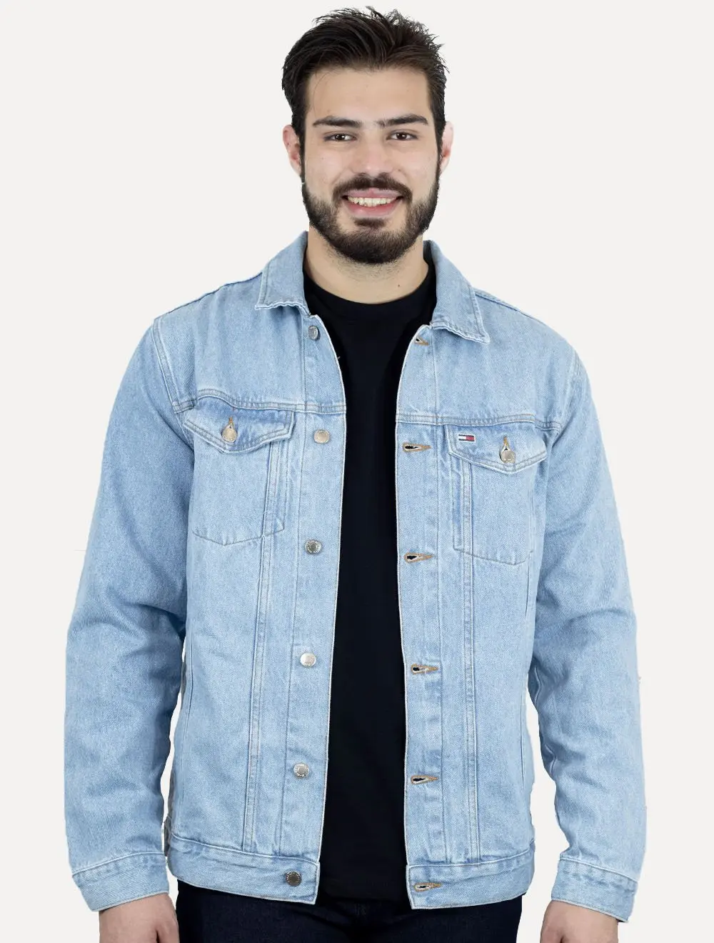 Jaqueta Tommy Hilfiger Masculina Jeans Regular Trucker Azul Claro
