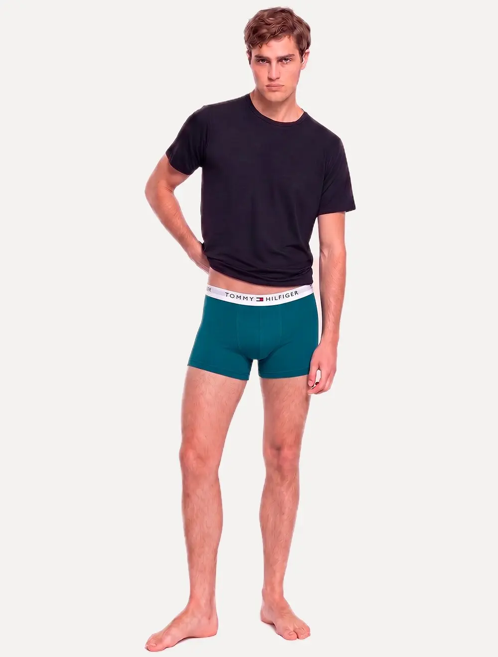 Kit Cuecas Tommy Hilfiger Masculinas Cotton Stretch Trunk Repeat Colors Azul 3UN