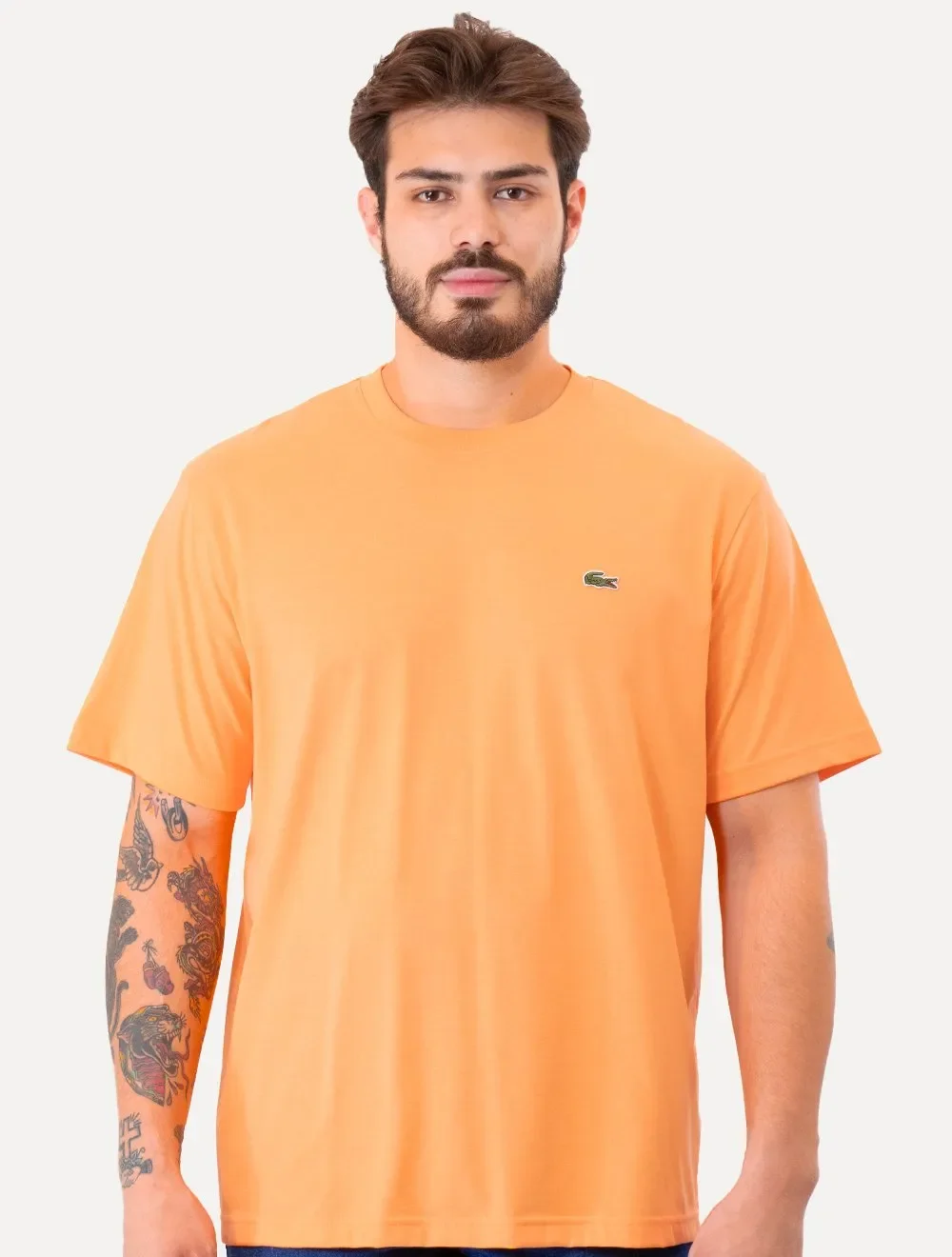 Camiseta Lacoste Masculina Classic Basic Cotton Laranja Claro — imagem 1
