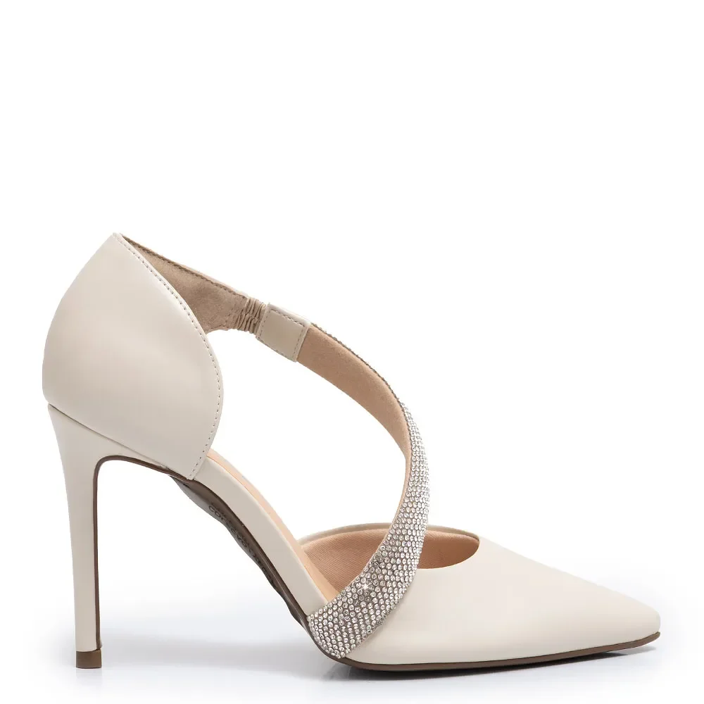 Scarpin Off White Festa Strass — imagem 1