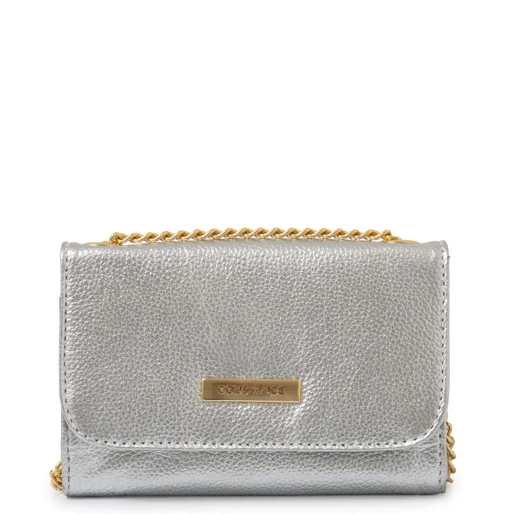 Bolsa Carteira Couro Pequena Prata