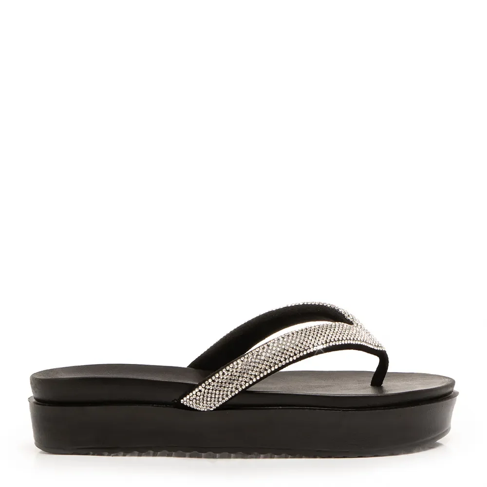 Chinelo Preto Flatform Strass — imagem 1