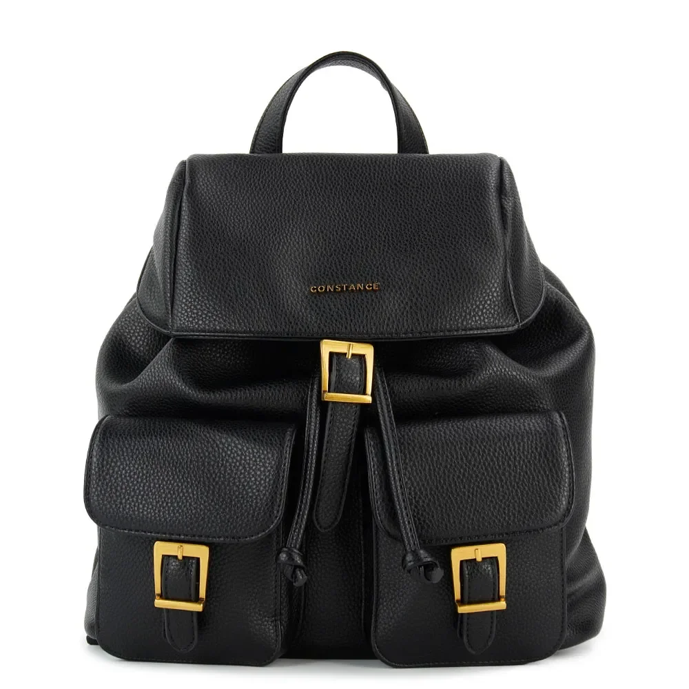 Mochila Bolsos Frontais Fivelas Preta — imagem 1
