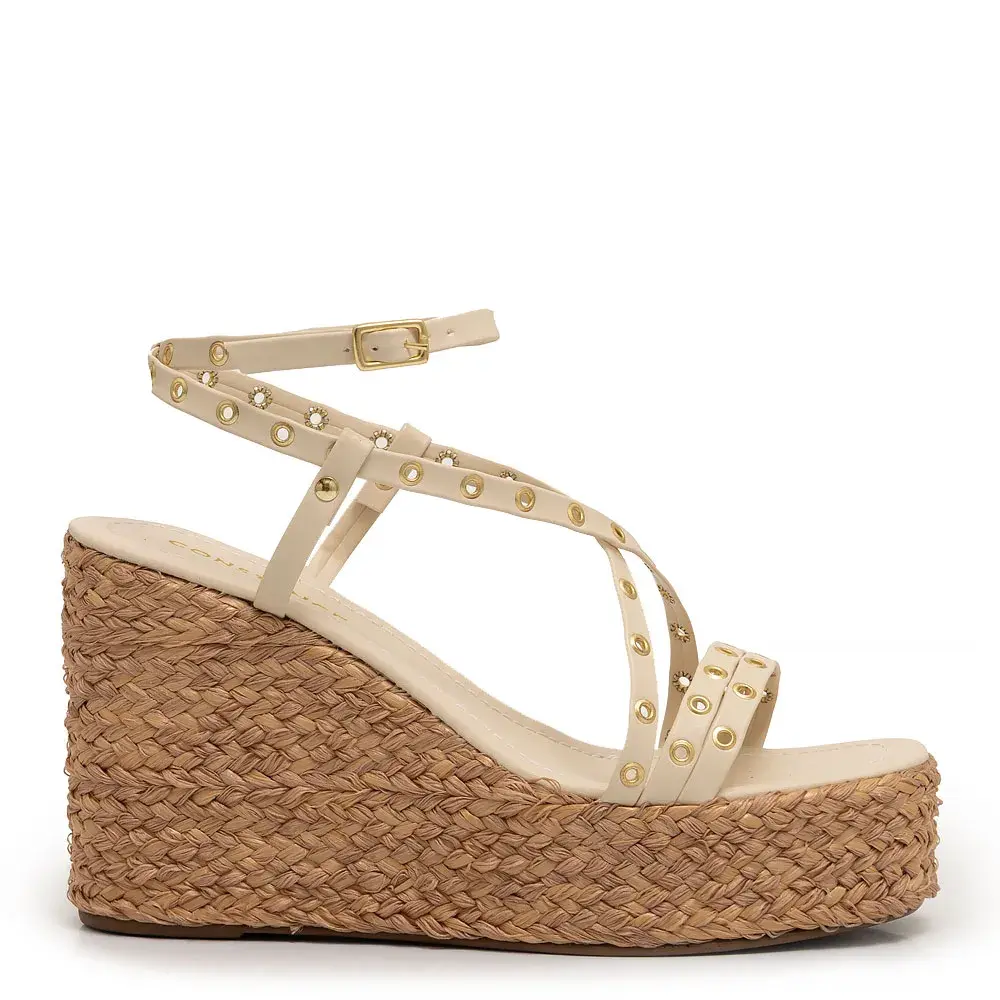 Anabela Off White Ilhós