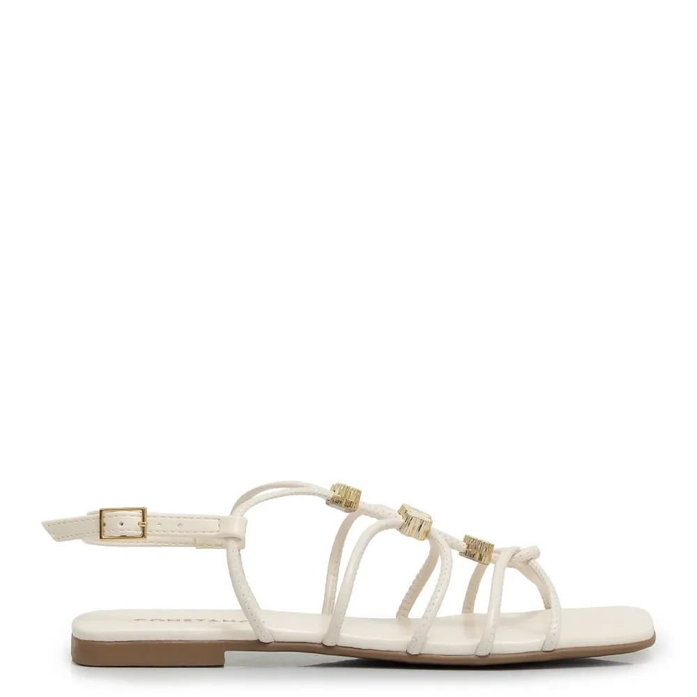 Rasteira Enfeites Flor Off White — imagem 1
