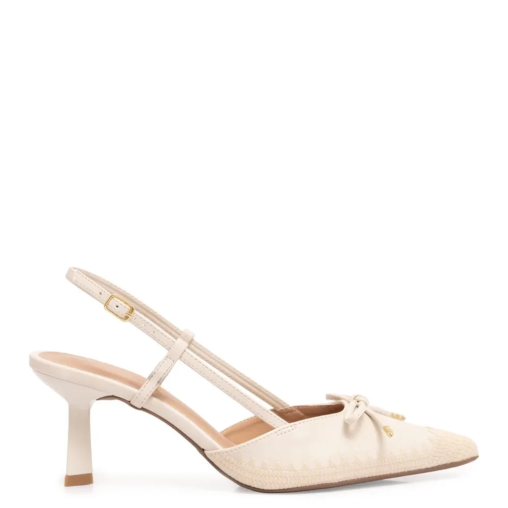 Scarpin Off White Laço Bordado — imagem 1