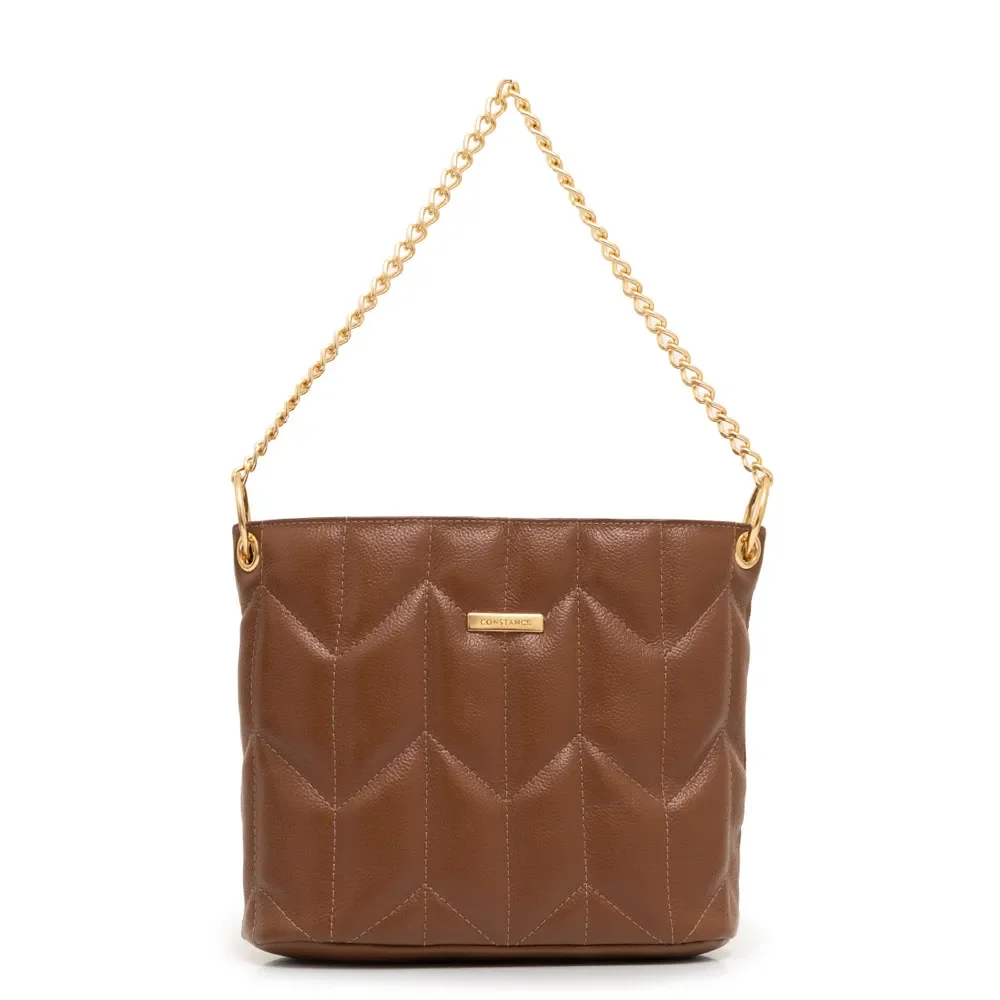 Bolsa Couro Matelassê Geométrico Caramelo — imagem 1