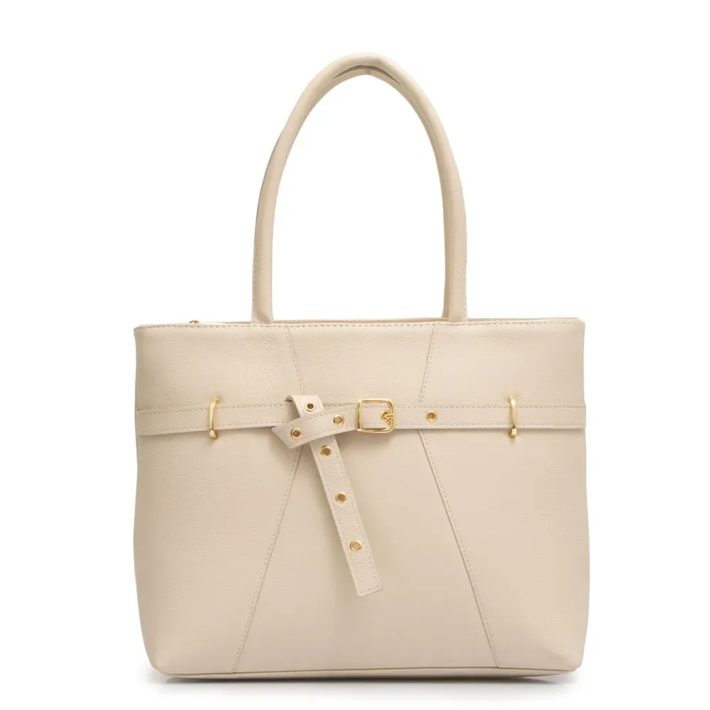 Bolsa Shopping Couro Cinto Off White — imagem 1