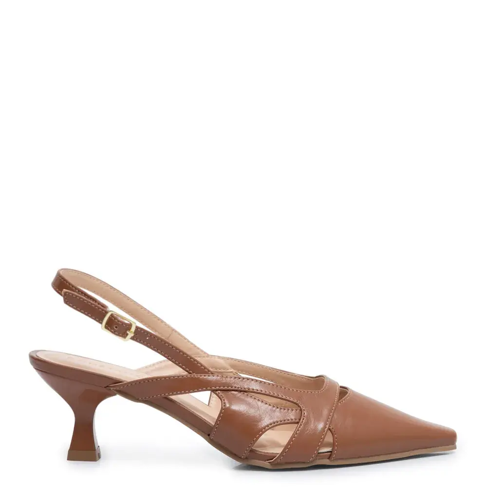 Scarpin Caramelo Slingback Recortes