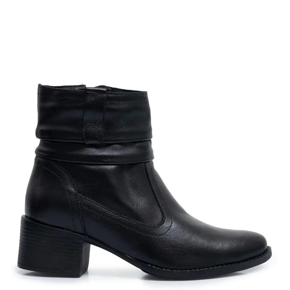 Ankle Boot Preta Drapeada