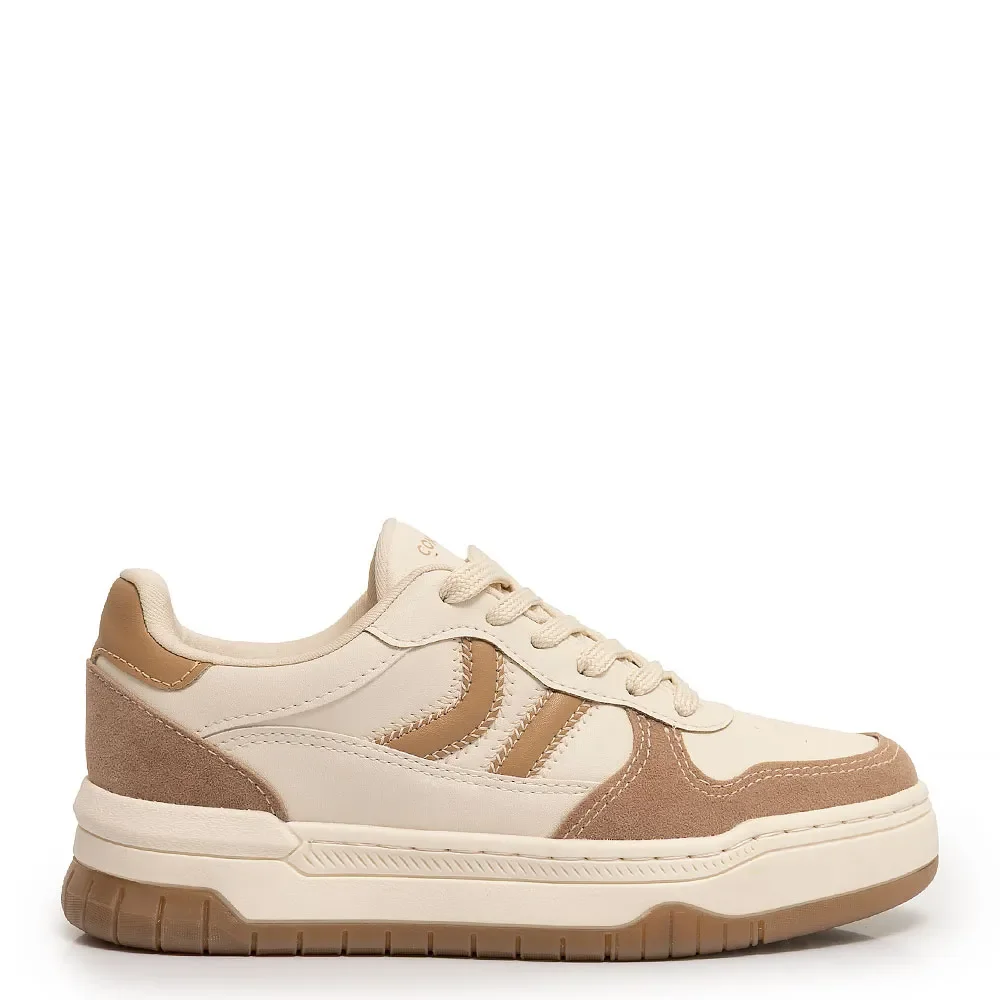 Tênis Nude Recortes Pesponto — imagem 1