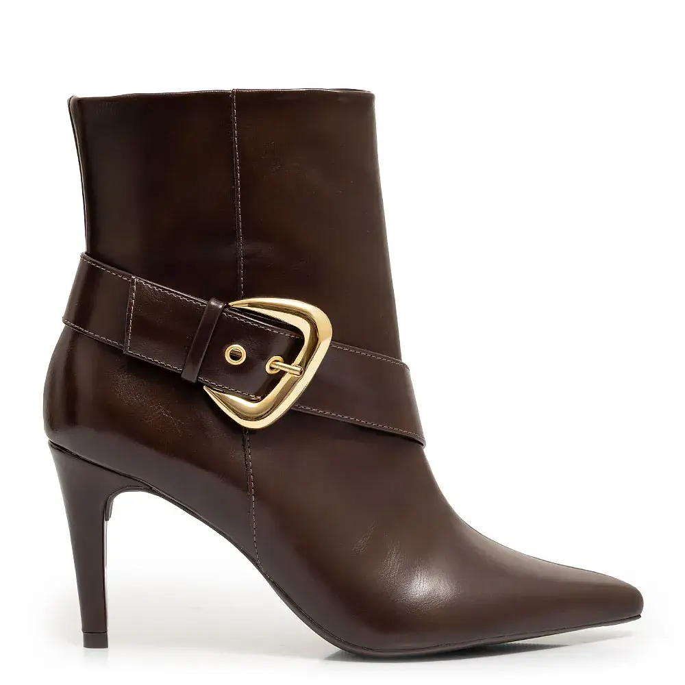 Bota Ankle Boot Café Fivela