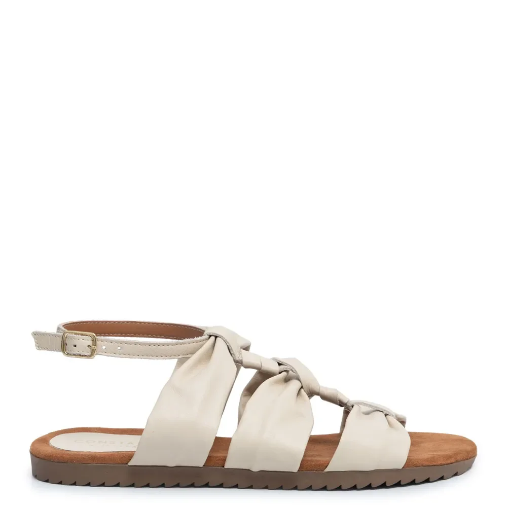 Rasteira Off White Comfort Couro Transpassada — imagem 1