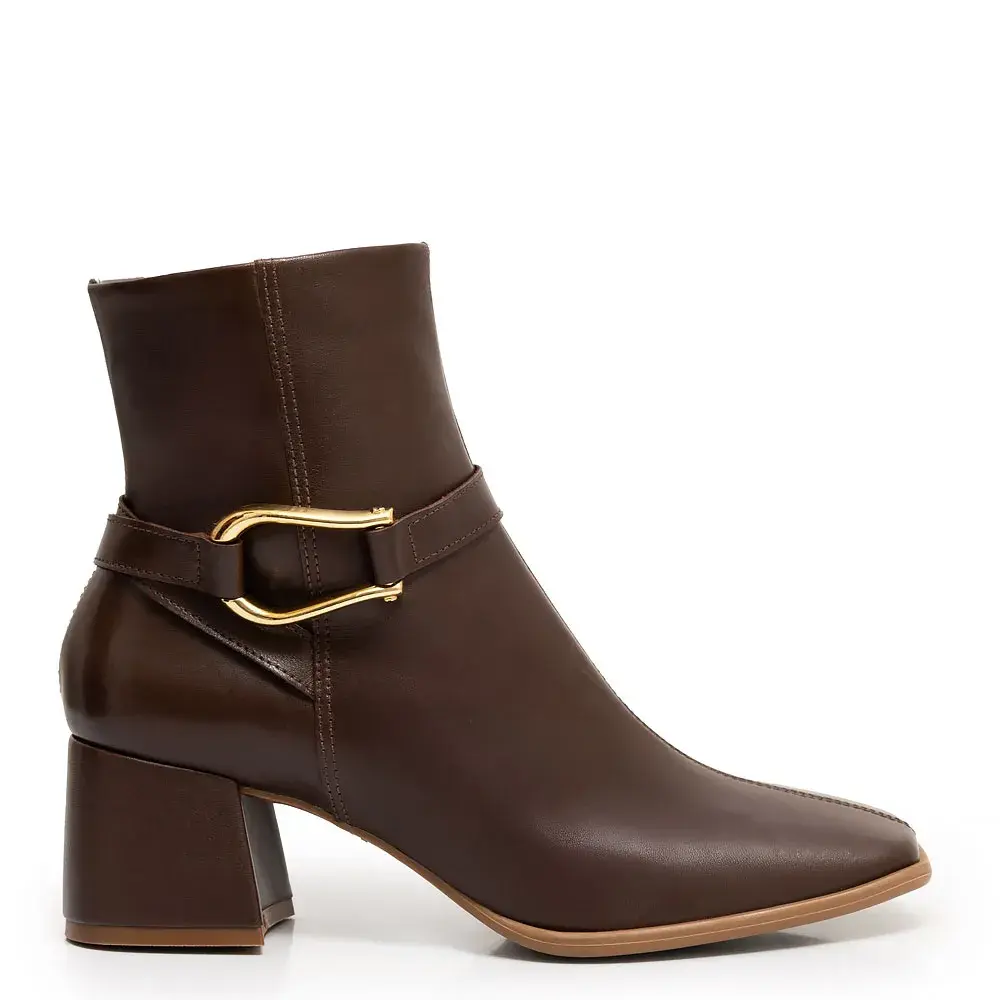 Bota Marrom Couro Fivela