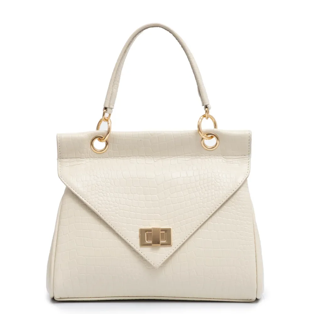 Bolsa Satchel Couro Croco Off White — imagem 1