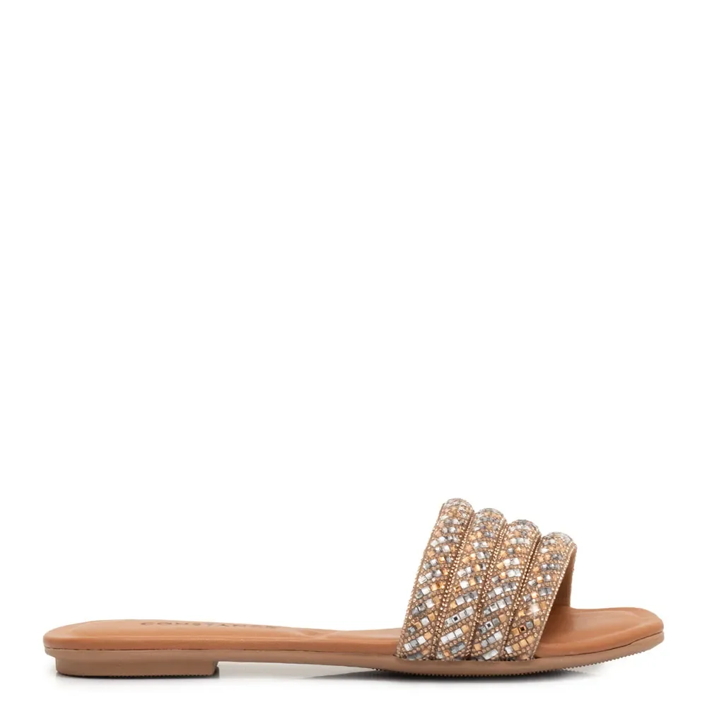 Rasteira Caramelo Tira Strass — imagem 1