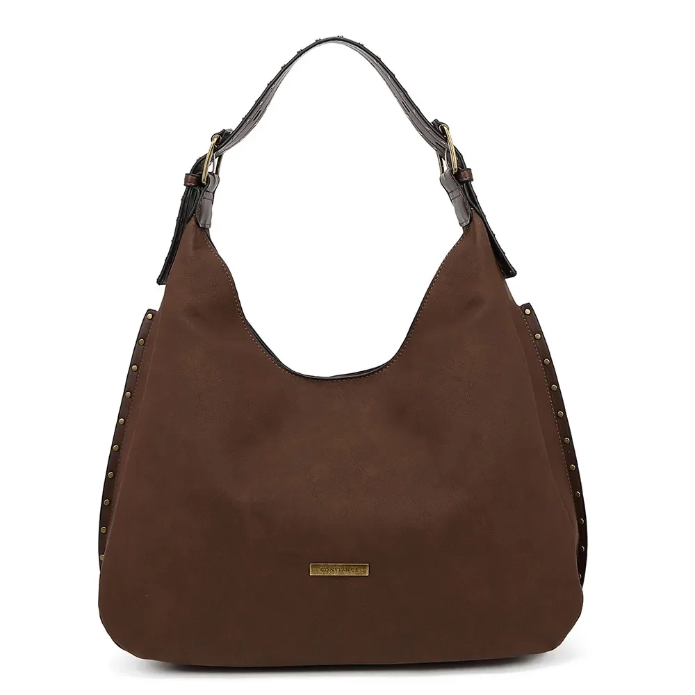 Bolsa Hobo Grande Tachas Café — imagem 1