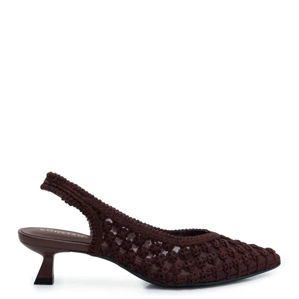 Scarpin Marrom Slingback Trama — imagem 1