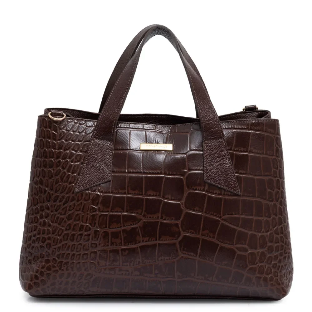 Bolsa Tote Couro Texturizado Café — imagem 1