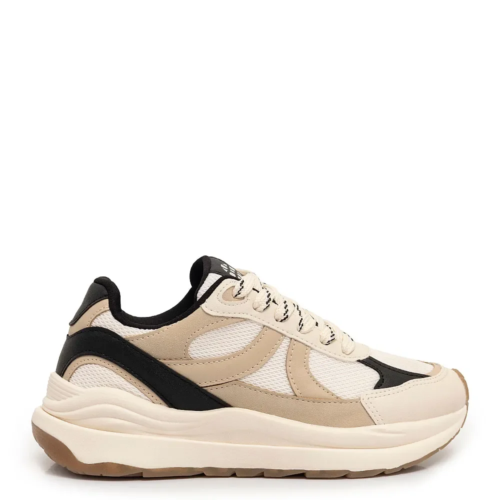 Tênis Branco e Preto Jogging Multimateriais Recortes — imagem 1