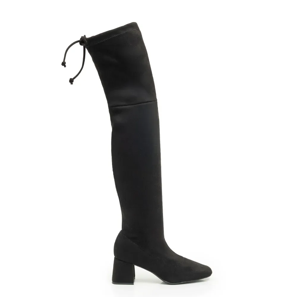 Bota Over The Knee Preta Suede Ajuste — imagem 1