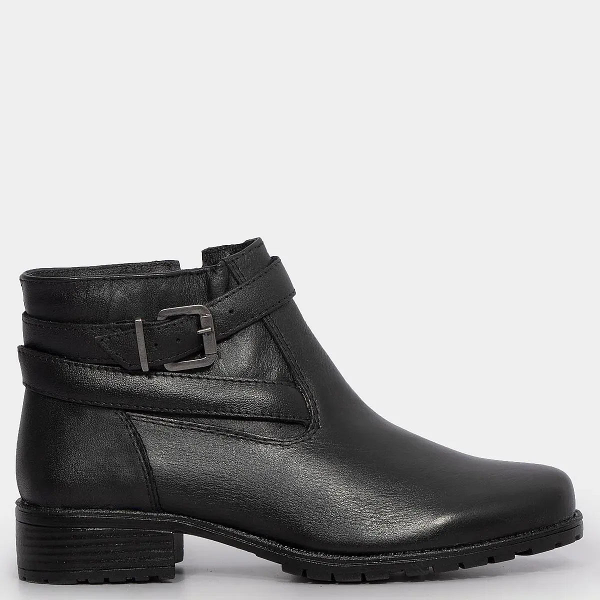 Ankle Boot Preta Fivela Transpassada