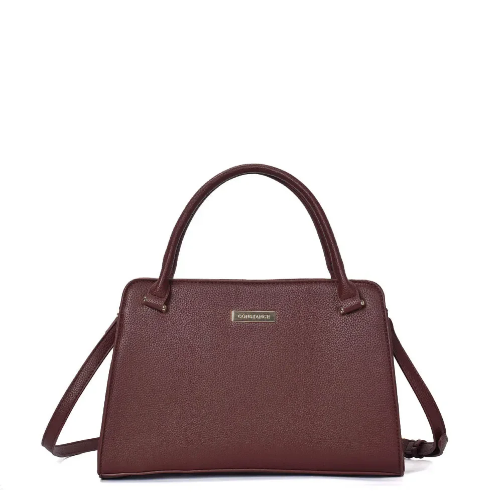 Bolsa Tote Estruturada Média Vinho — imagem 1