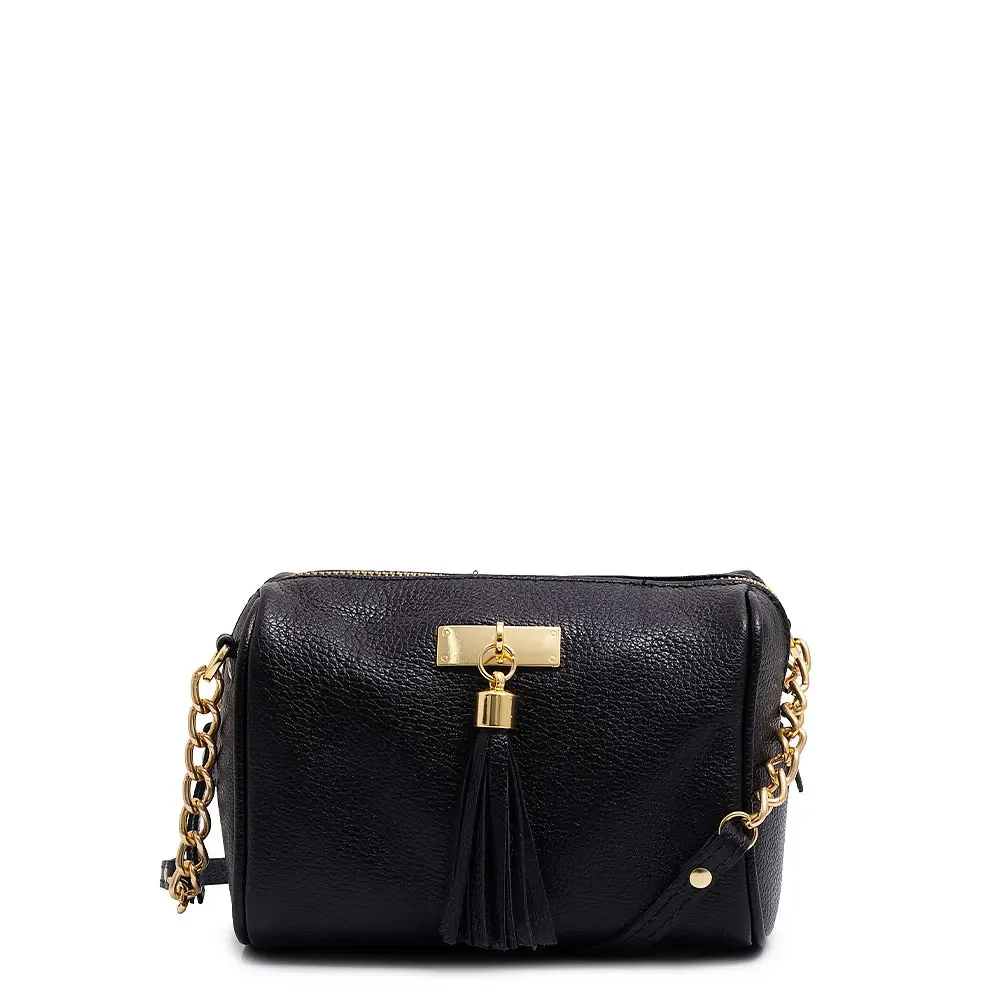 Bolsa Pequena Couro Barbicacho Preta — imagem 1