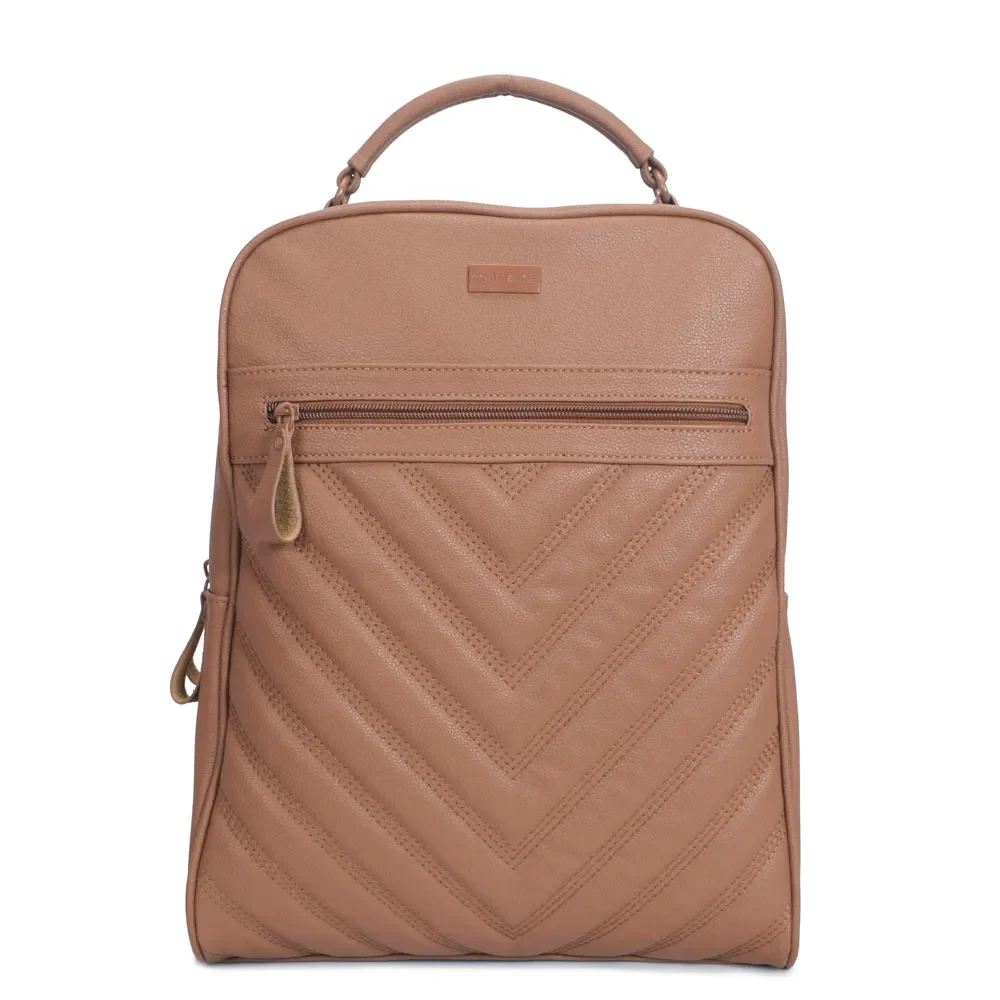 Mochila Couro Matelassê Caramelo — imagem 1
