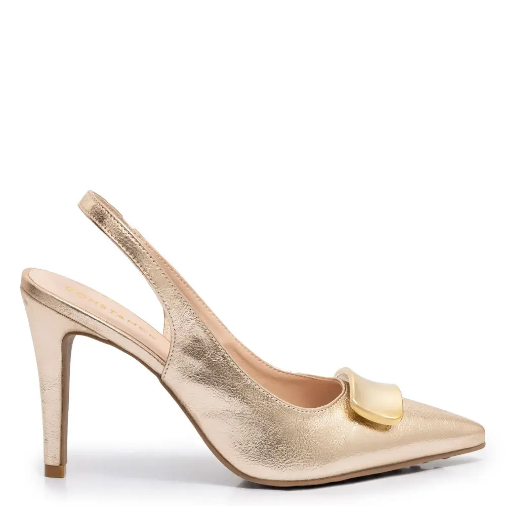 Scarpin Slingback Festa Dourado