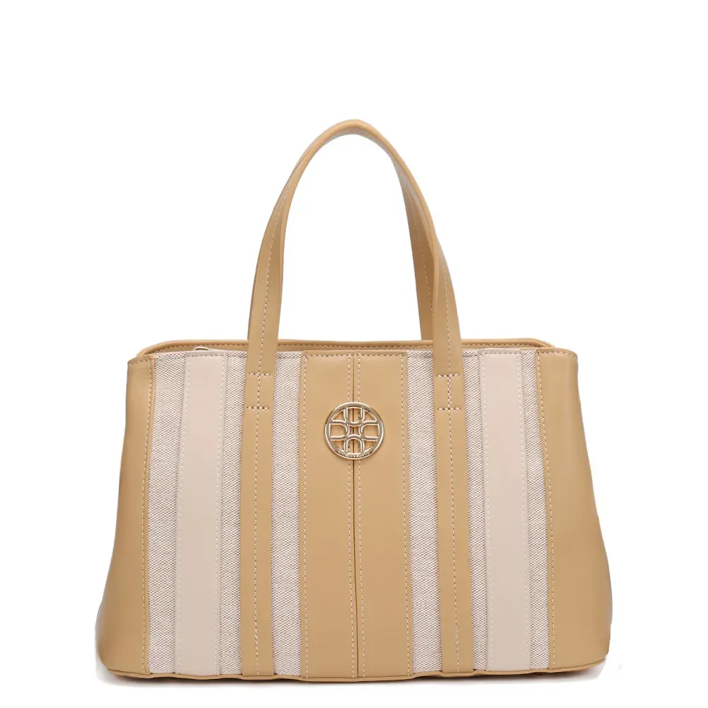 Bolsa Tote Listrada Bege — imagem 1
