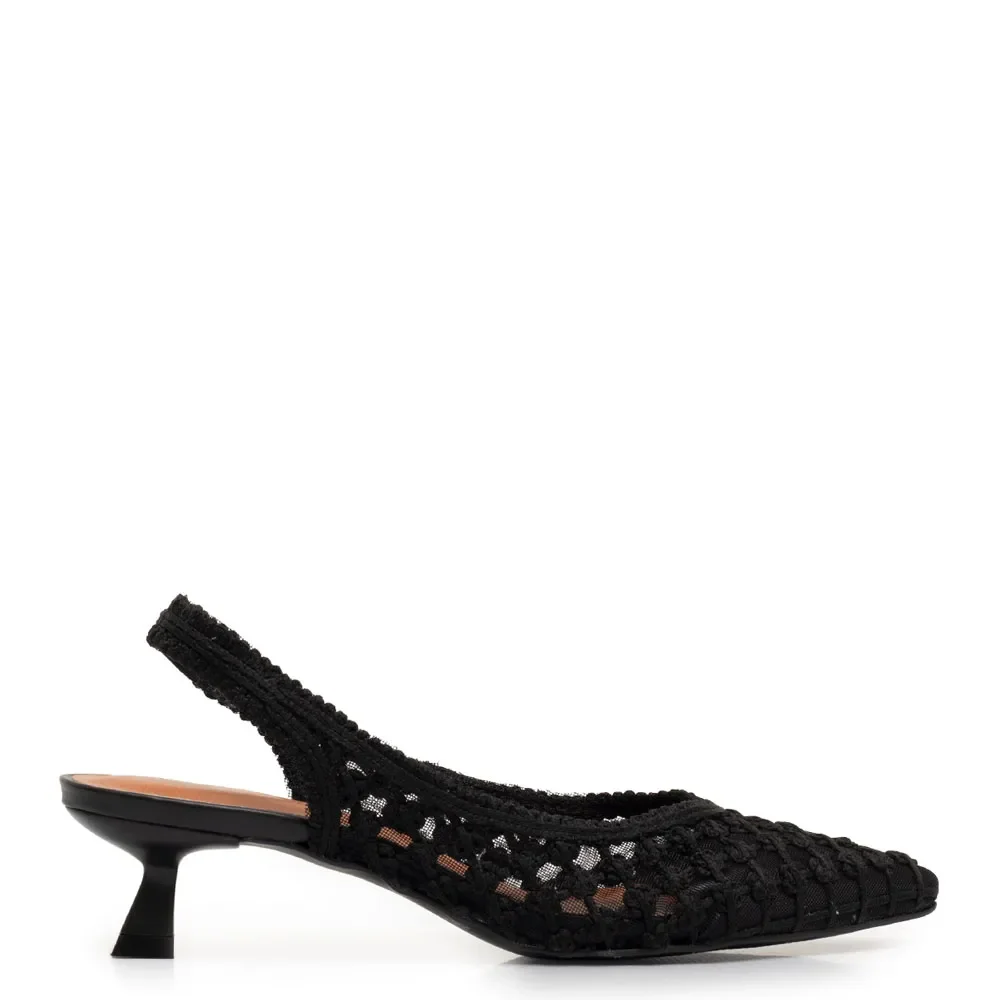 Scarpin Preto Slingback Trama — imagem 1