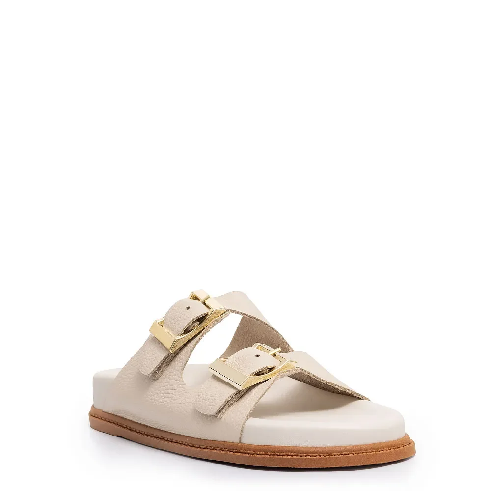 Papete Off White Comfort Couro Fivelas — imagem 1