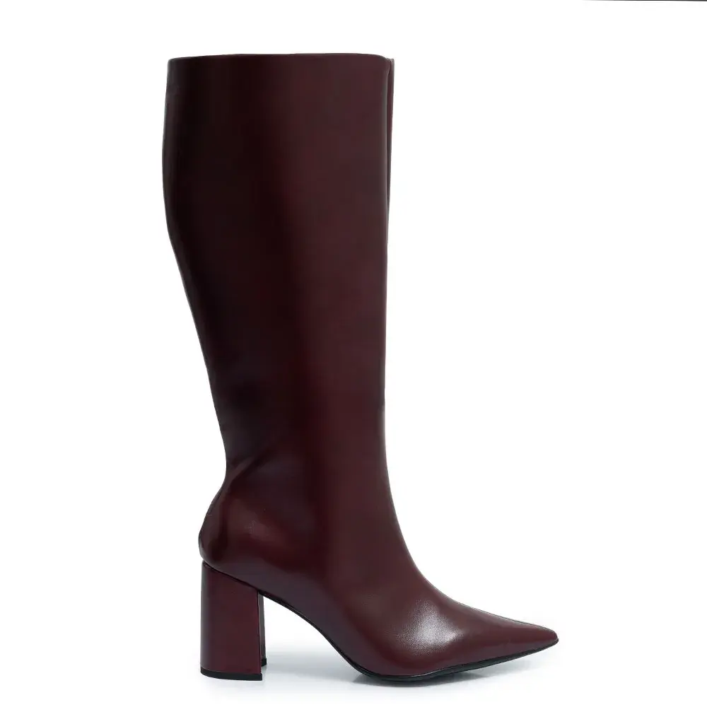Bota Bordô Cano Longo Salto Bloco