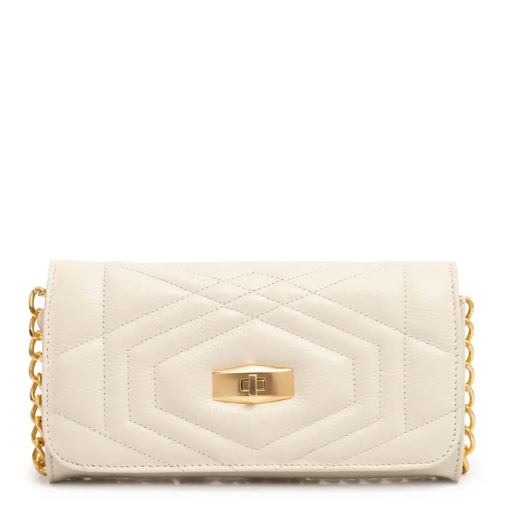 Bolsa Carteira Couro Corrente Off White