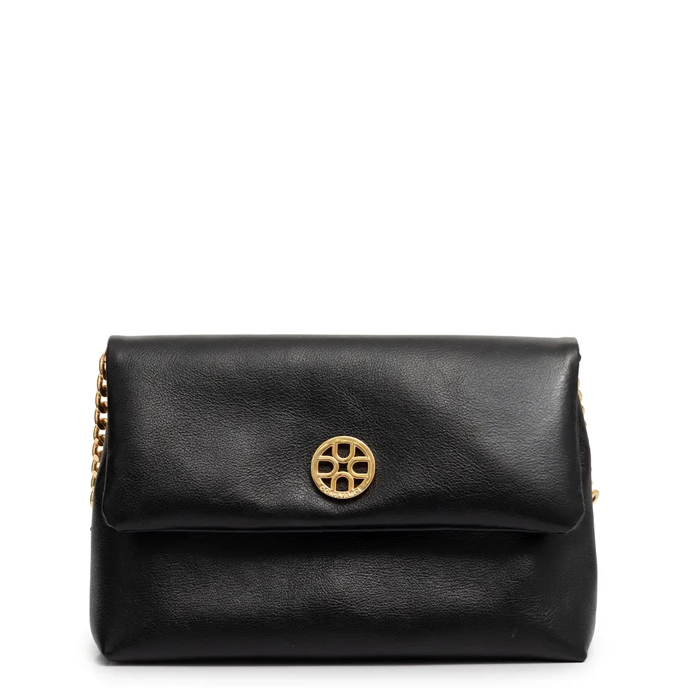 Bolsa Ombro Couro Média Preta — imagem 1