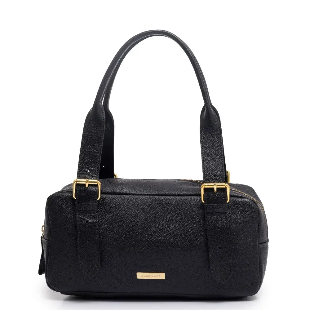 Bolsa Baguete Fivelas Preta