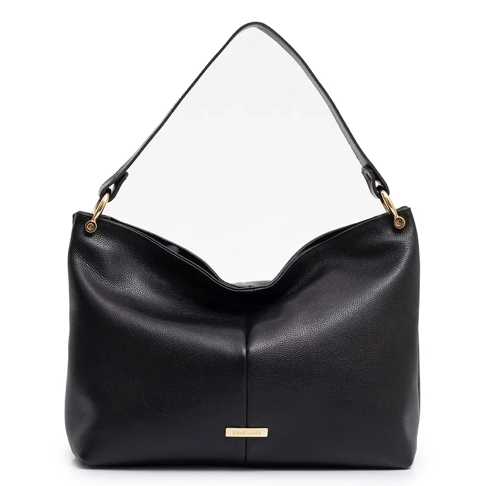 Bolsa Hobo Couro ferragem Preta — imagem 1