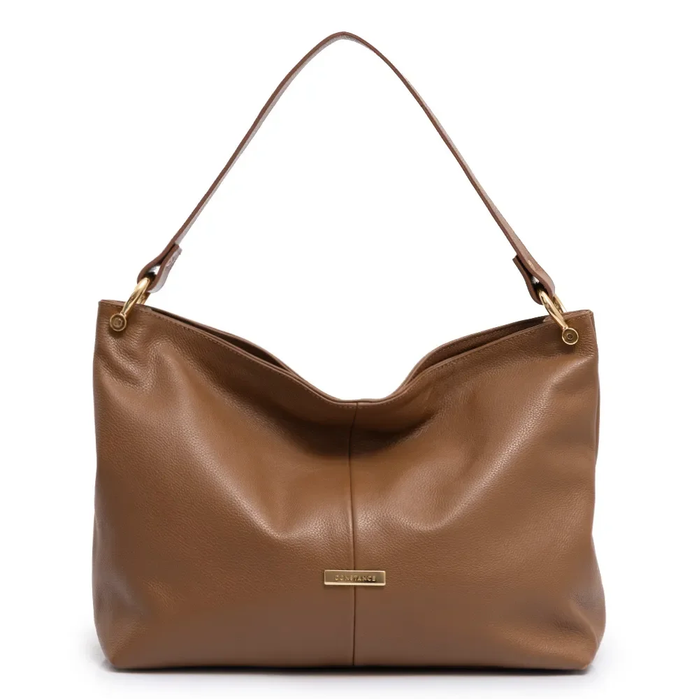 Bolsa Hobo Couro Ferragem Caramelo — imagem 1