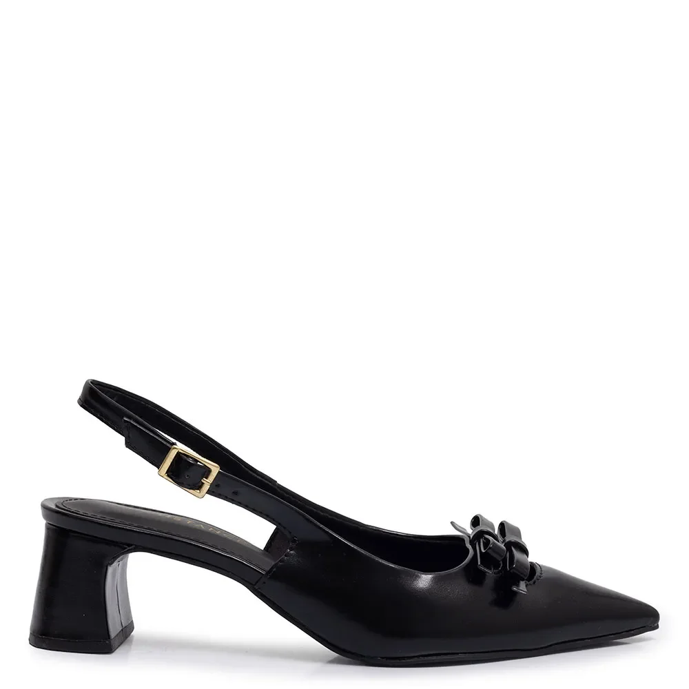 Scarpin Preto Slingback Laços — imagem 1