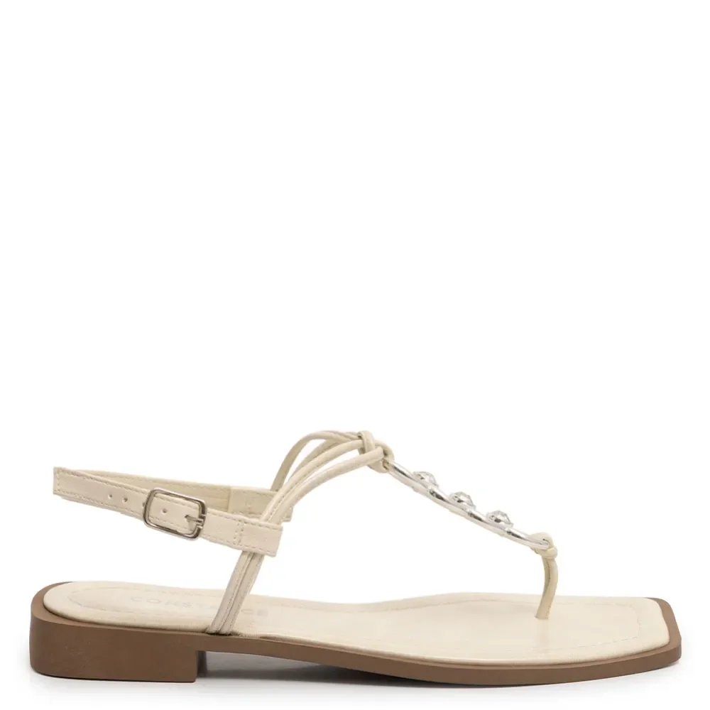 Rasteira Off White Enfeite Strass — imagem 1