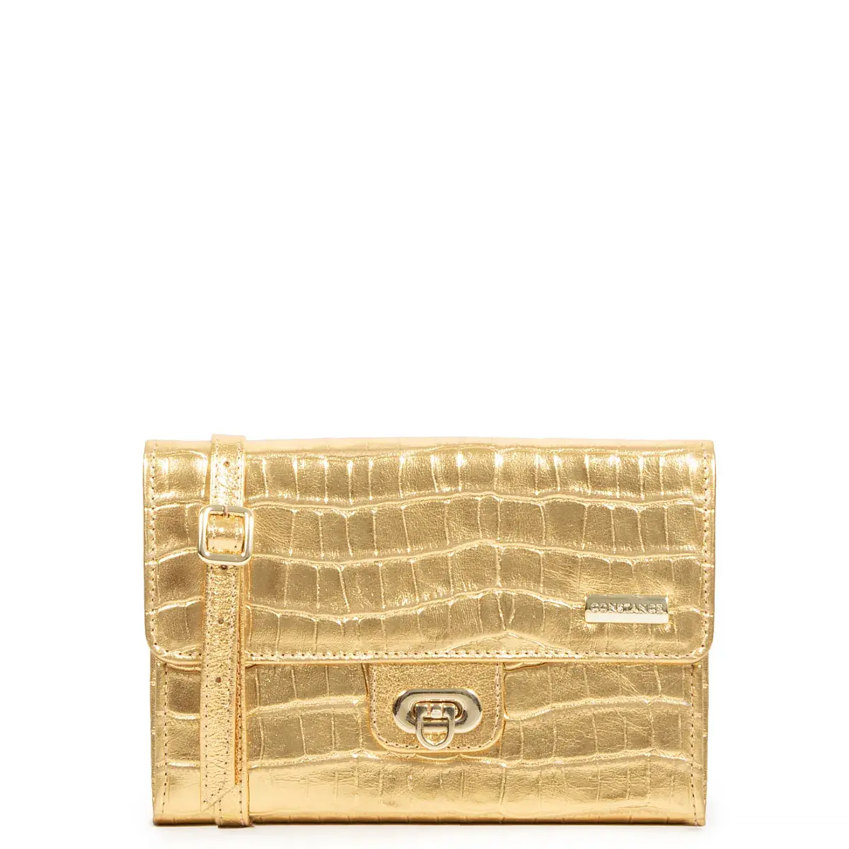 Bolsa Carteira Dourada Croco