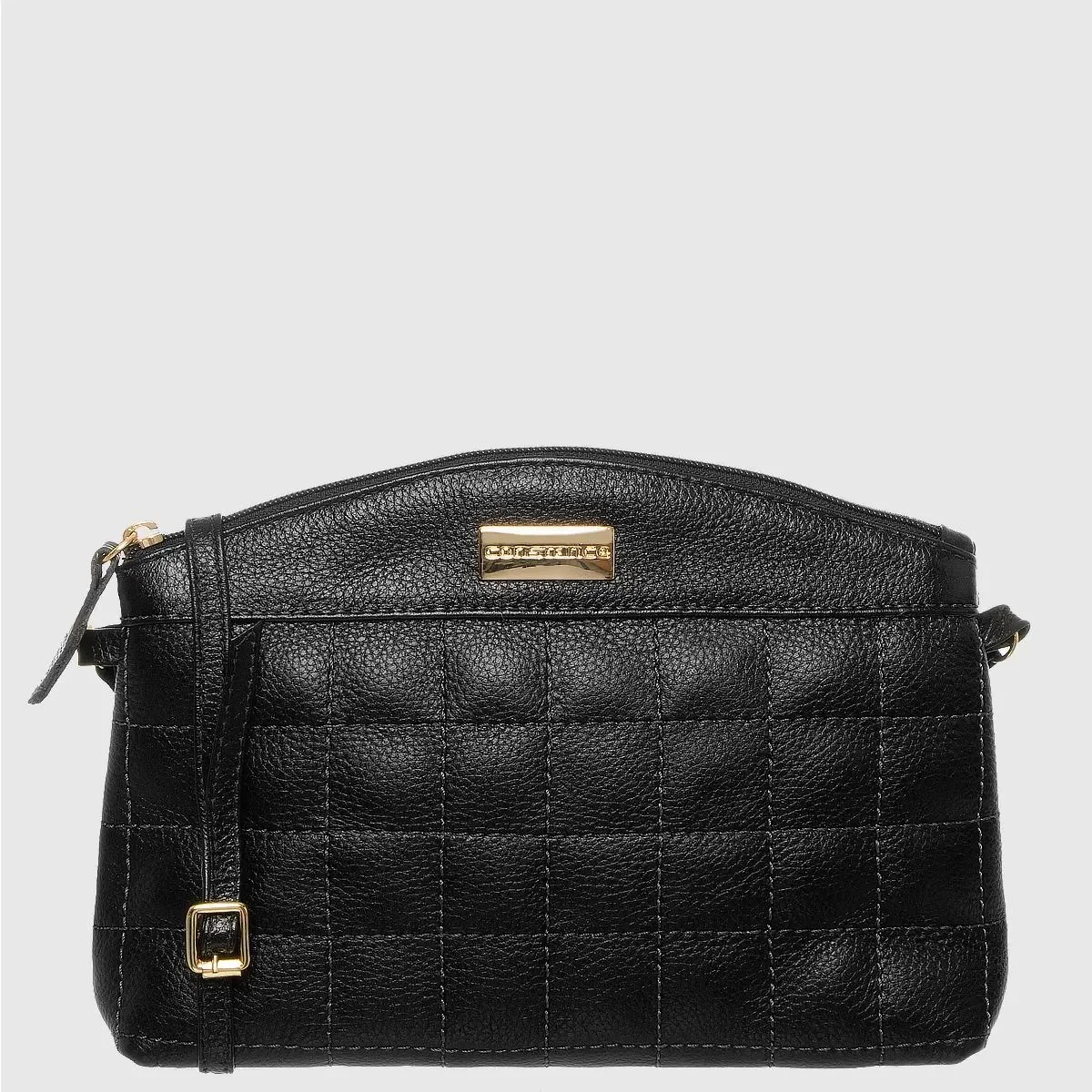 Bolsa Crossbody Couro Preta Pespontada — imagem 1