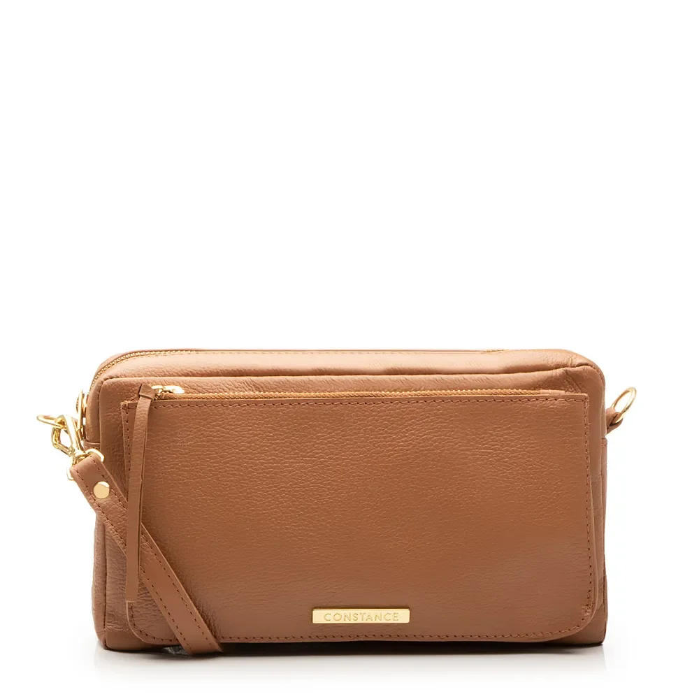 Bolsa Tiracolo Couro Caramelo Média — imagem 1