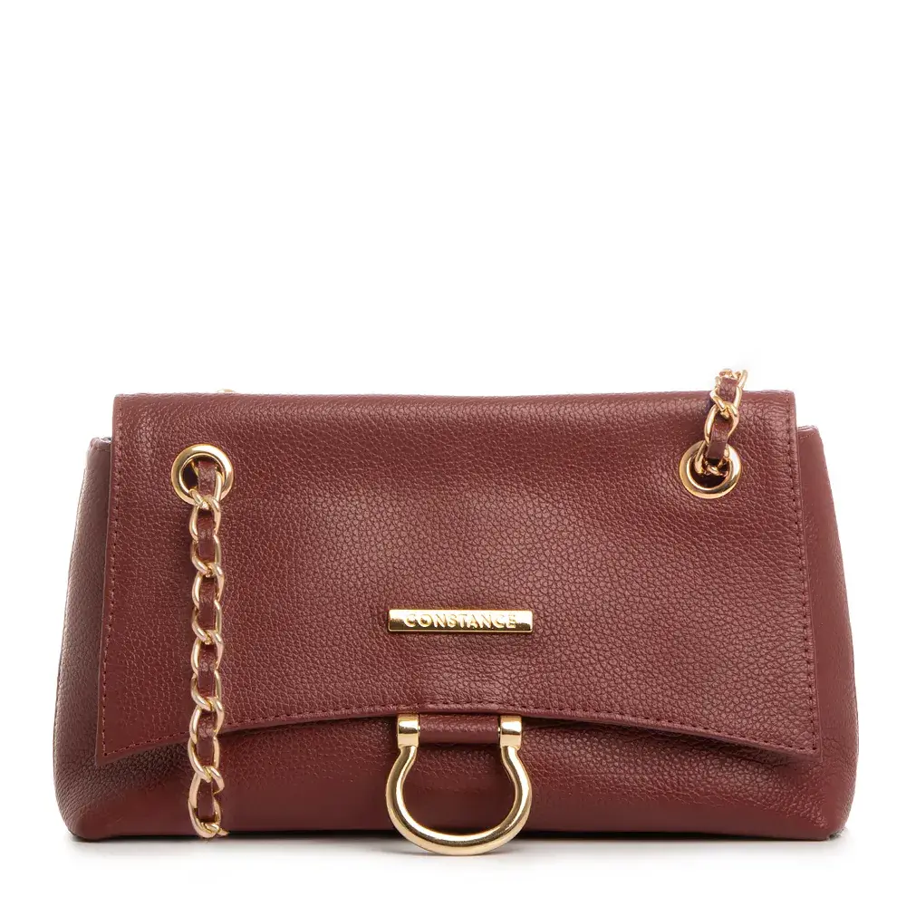 Bolsa Couro Burgundy Alça Corrente