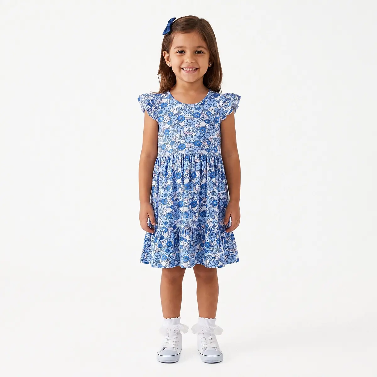 Vestido Manga Curta Kids Floral Paris Viscolycra Estampada Toque Especial Tip Top