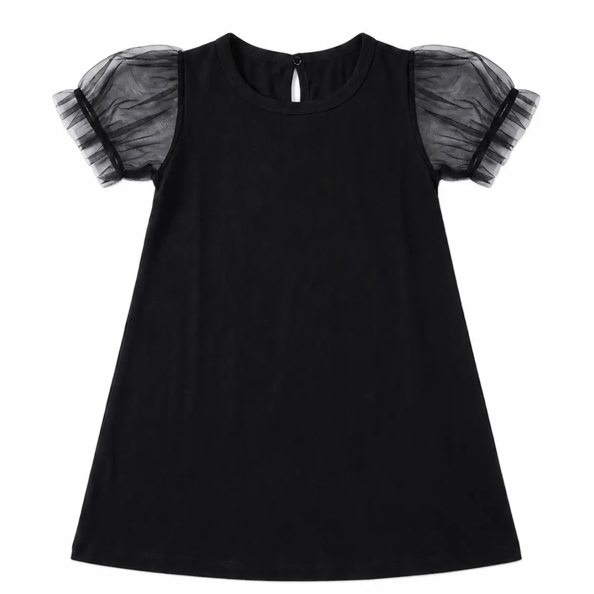Vestido Manga Curta Preto Básico Toddler Suedine Tip Top