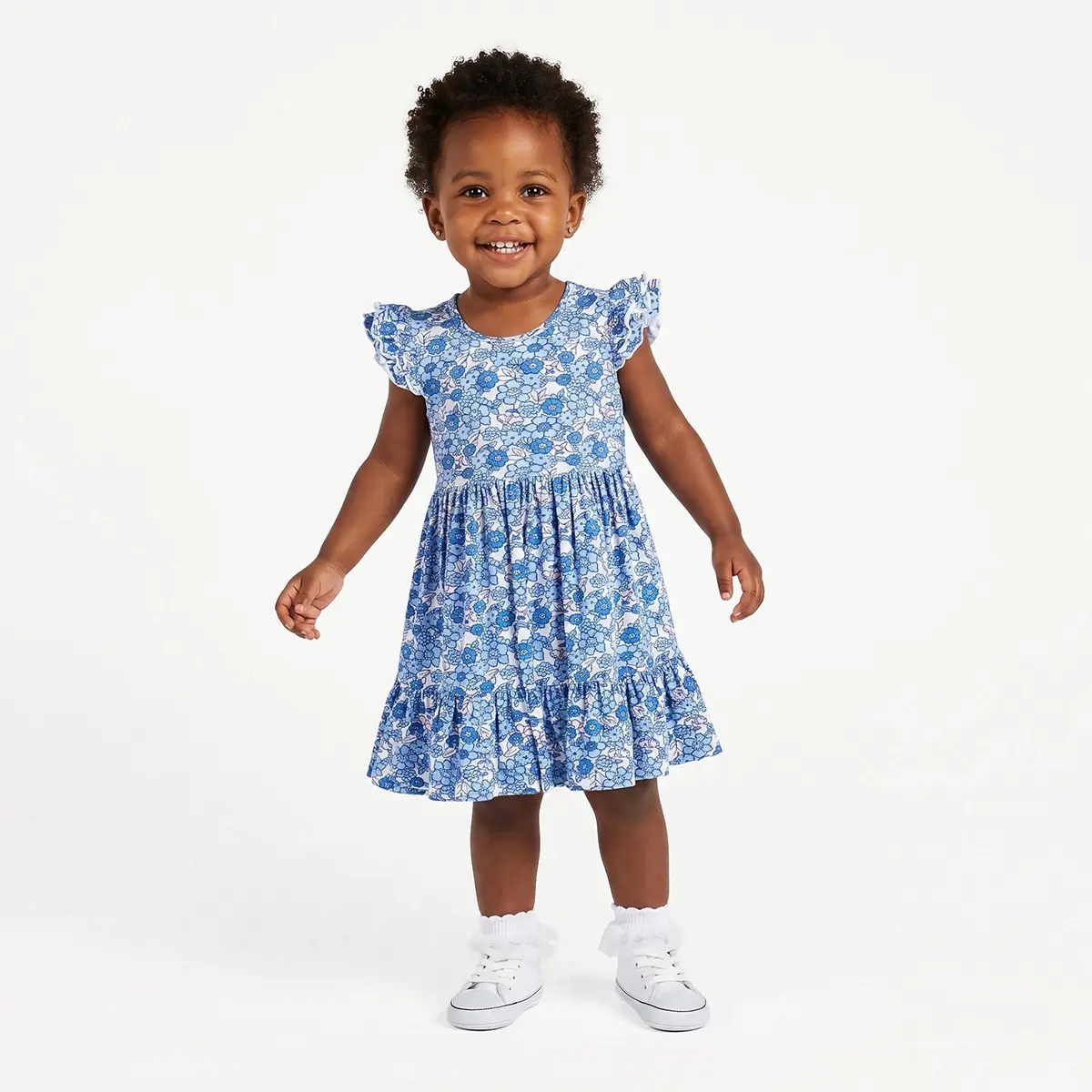 Vestido Manga Curta Toddler Floral Paris Viscolycra Estampada Toque Especial Tip Top