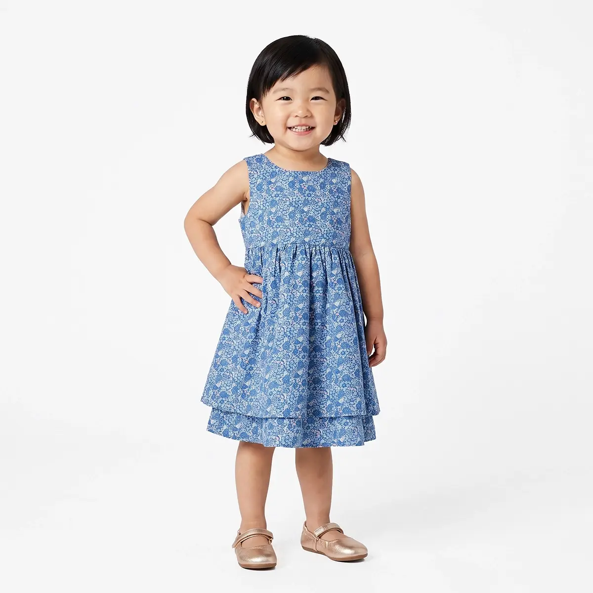 Vestido Manga Regata Toddler Floral Paris Tricoline Estampado Tip Top